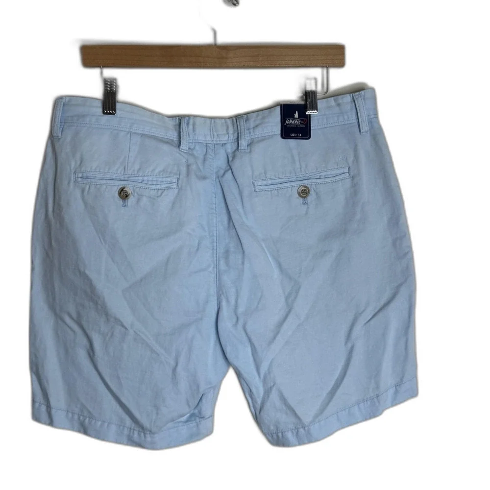 johnnie-O Shorts Mens 34 Light Blue Haze Cotton Linen Blend‎ Chino NWT Casual